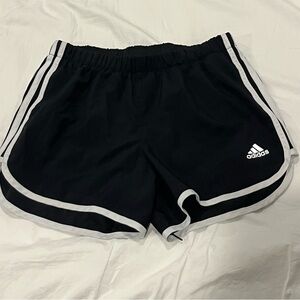 Adidas Black and White Athletic Shorts with Three-Stripe Design